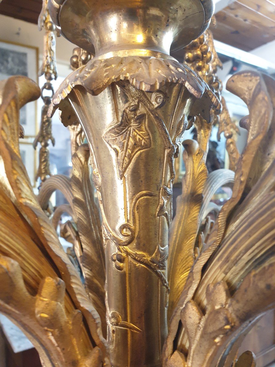 Napoleon III Bronze Chandelier With 6 Arms Of Light-photo-3