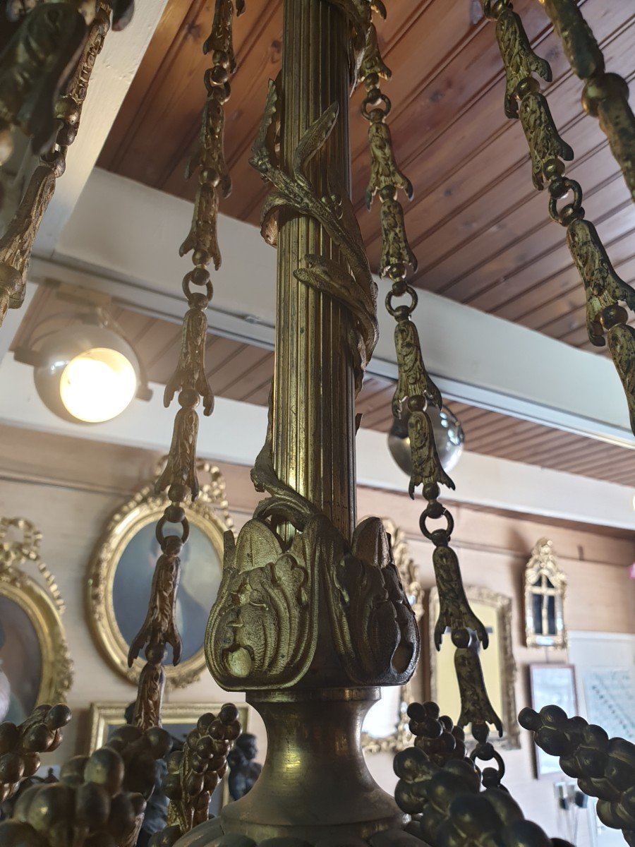 Napoleon III Bronze Chandelier With 6 Arms Of Light-photo-5