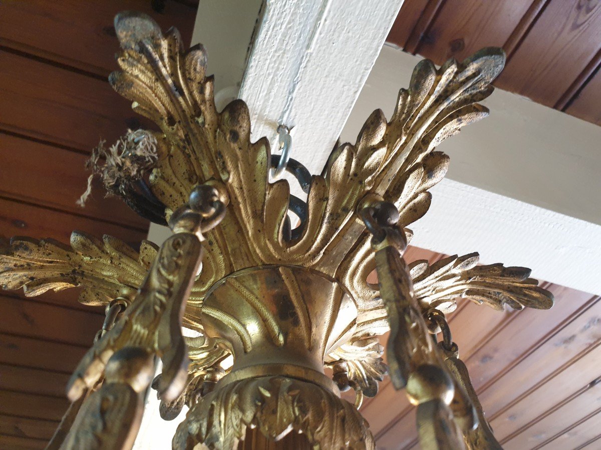 Lustre En Bronze Napoléon III à 6 Bras De Lumière -photo-6