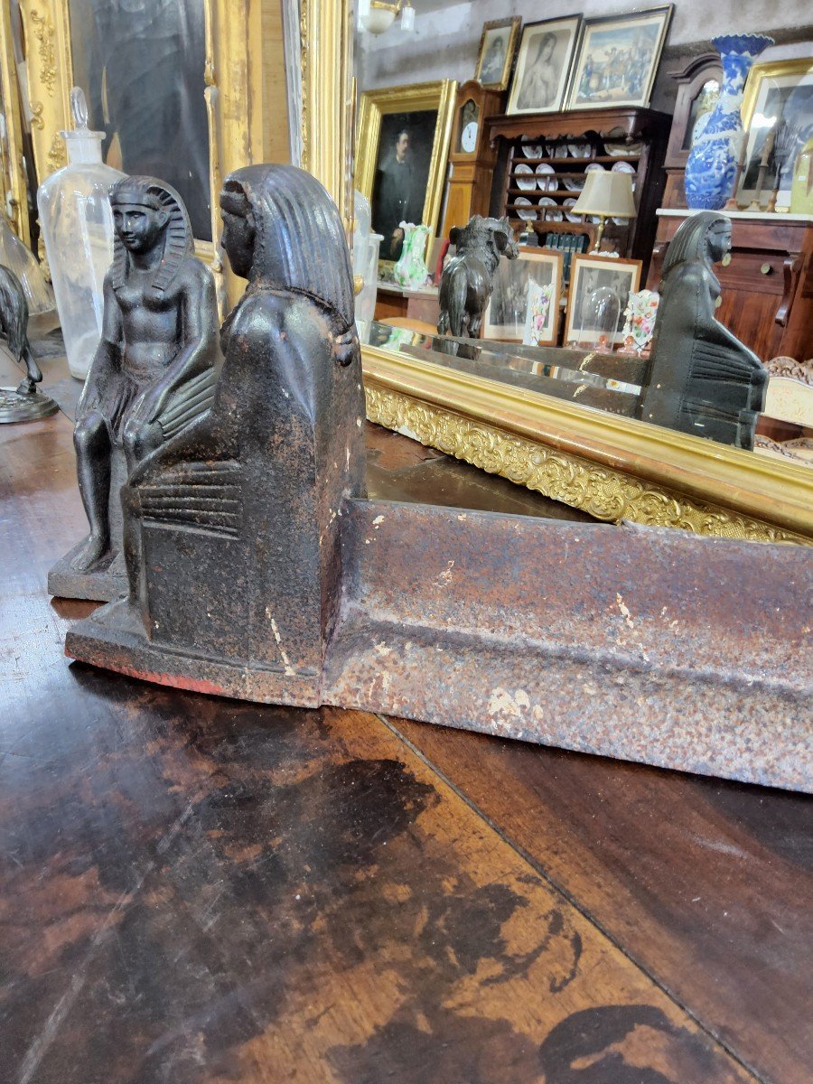 Paire De Chenets En Fonte, à Décor, De Style Retour d'égypte-photo-2