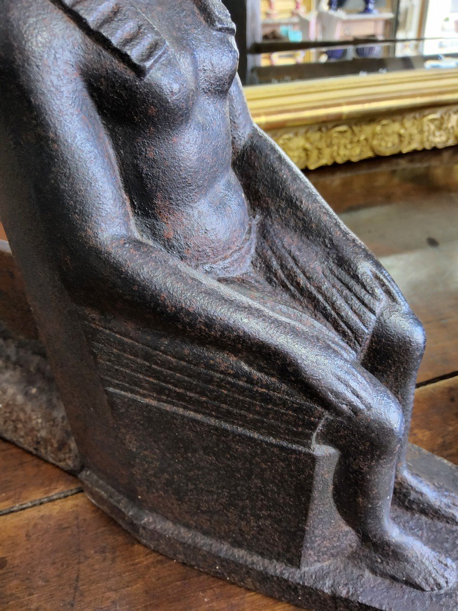 Paire De Chenets En Fonte, à Décor, De Style Retour d'égypte-photo-2