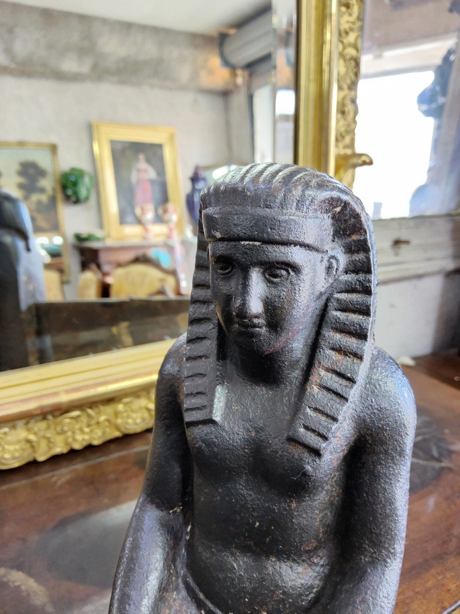 Paire De Chenets En Fonte, à Décor, De Style Retour d'égypte-photo-3