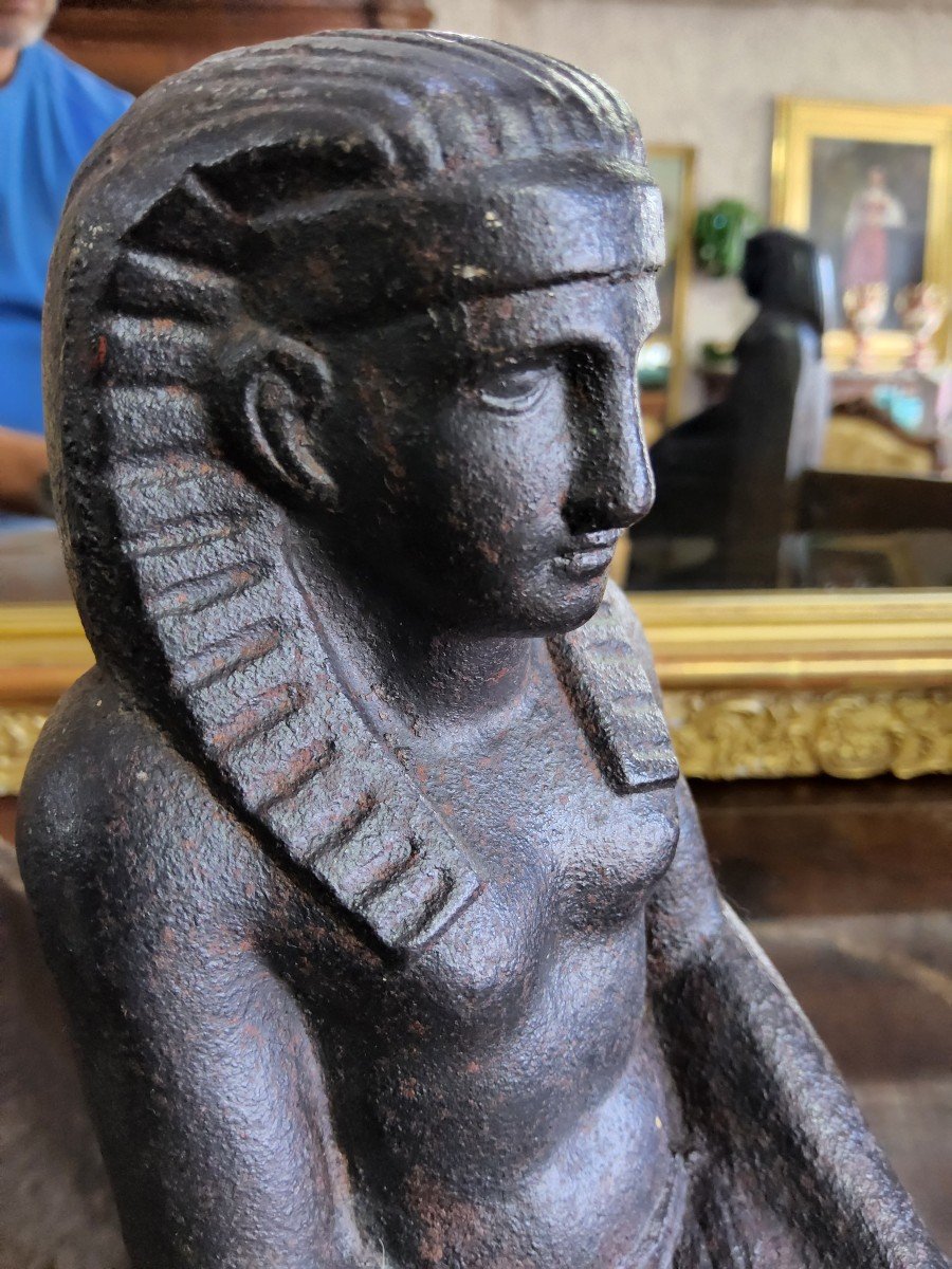 Paire De Chenets En Fonte, à Décor, De Style Retour d'égypte-photo-4