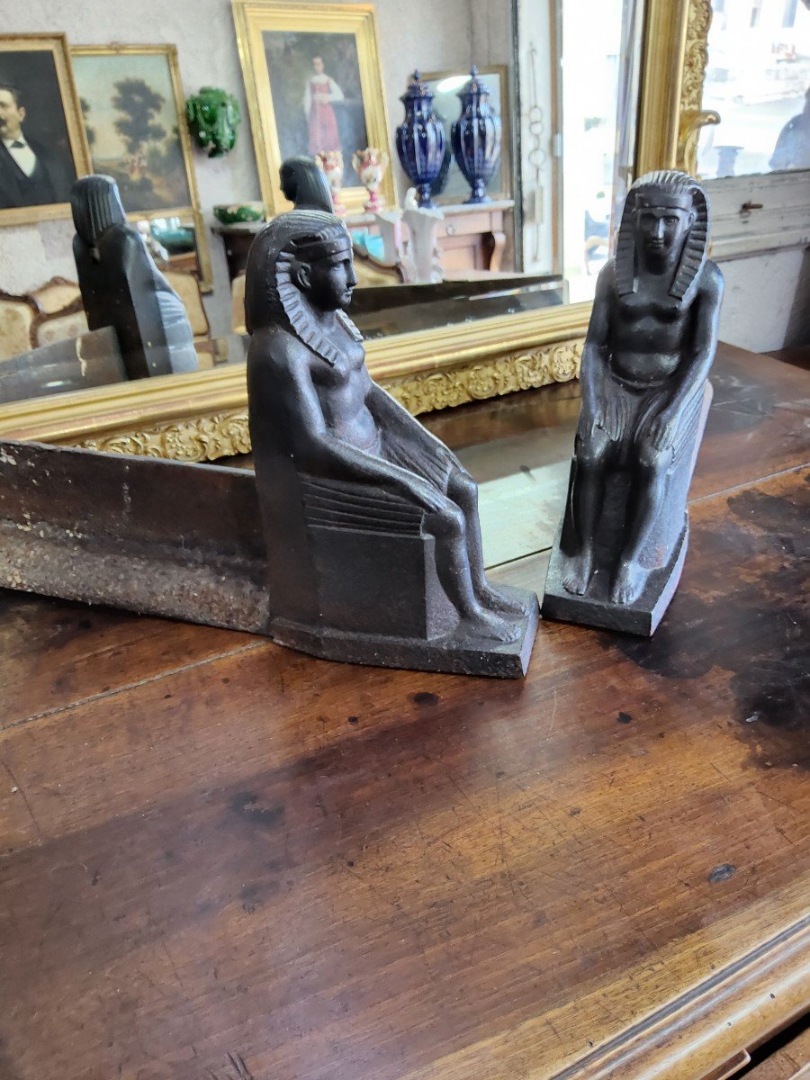 Paire De Chenets En Fonte, à Décor, De Style Retour d'égypte-photo-5