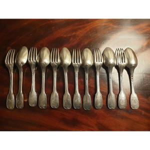 Suite Of 6 Armored Cutlery In Sterling Silver Hallmark Rooster 1, Boar 1