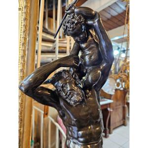 Bronze "the Childhood Of Bacchus" Signed Perraud 1859