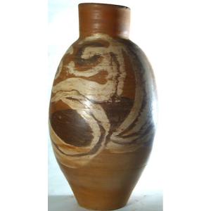 Decorated Terracotta Vase Signed Jean Paulet