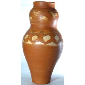 Decorated Terracotta Vase Signed Jean Paulet