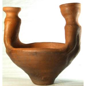 Decorated Terracotta Vase Signed Jean Paulet