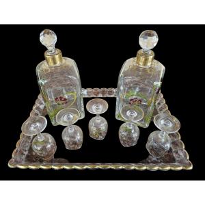 Baccarat Enamelled Crystal Liqueur Service From The Art Nouveau Period