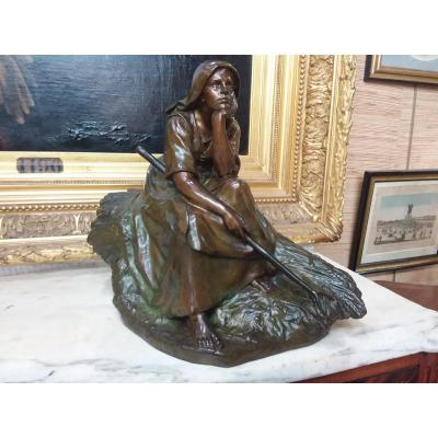 Bronze "rêverie aux champs" par Corneille Theunissen fondeur SUSSE Freres Paris 