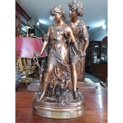 Sujet en Bronze "L'Aveu" par Hippolyte MOREAU fondeur Société des bronzes de Paris