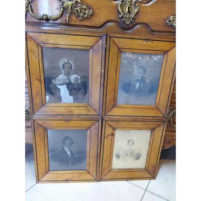 Suite Of 4 Drawings, Family Portraits, Framed Signed And Dated 1836