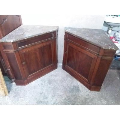 Pair Of Corner Mahogany Nineteenth