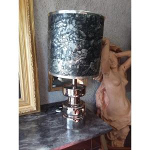 Lamp From The 60s In Silver Ceramic, Brand Corresponding To Ugo Zaccagnini