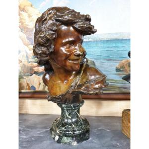 Bronze "l'enfant rieur" d'après Antonin INJALBERT , fonte Siot-Decauville 