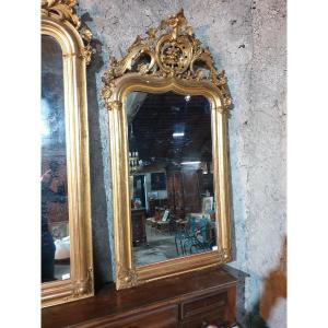 Miroir Napoléon III En Bois Stuqué Doré 