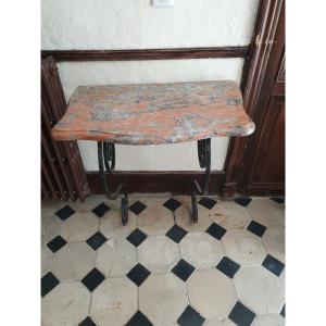 Console Wrought Iron Base And Languedoc Marble Top