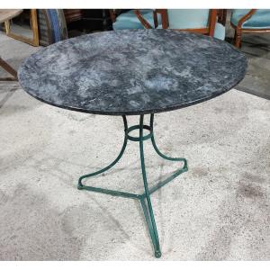 Pedestal Table Marble Top Bowl Metal Base