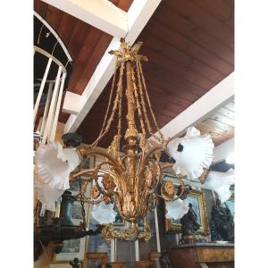 Napoleon III Bronze Chandelier With 6 Arms Of Light