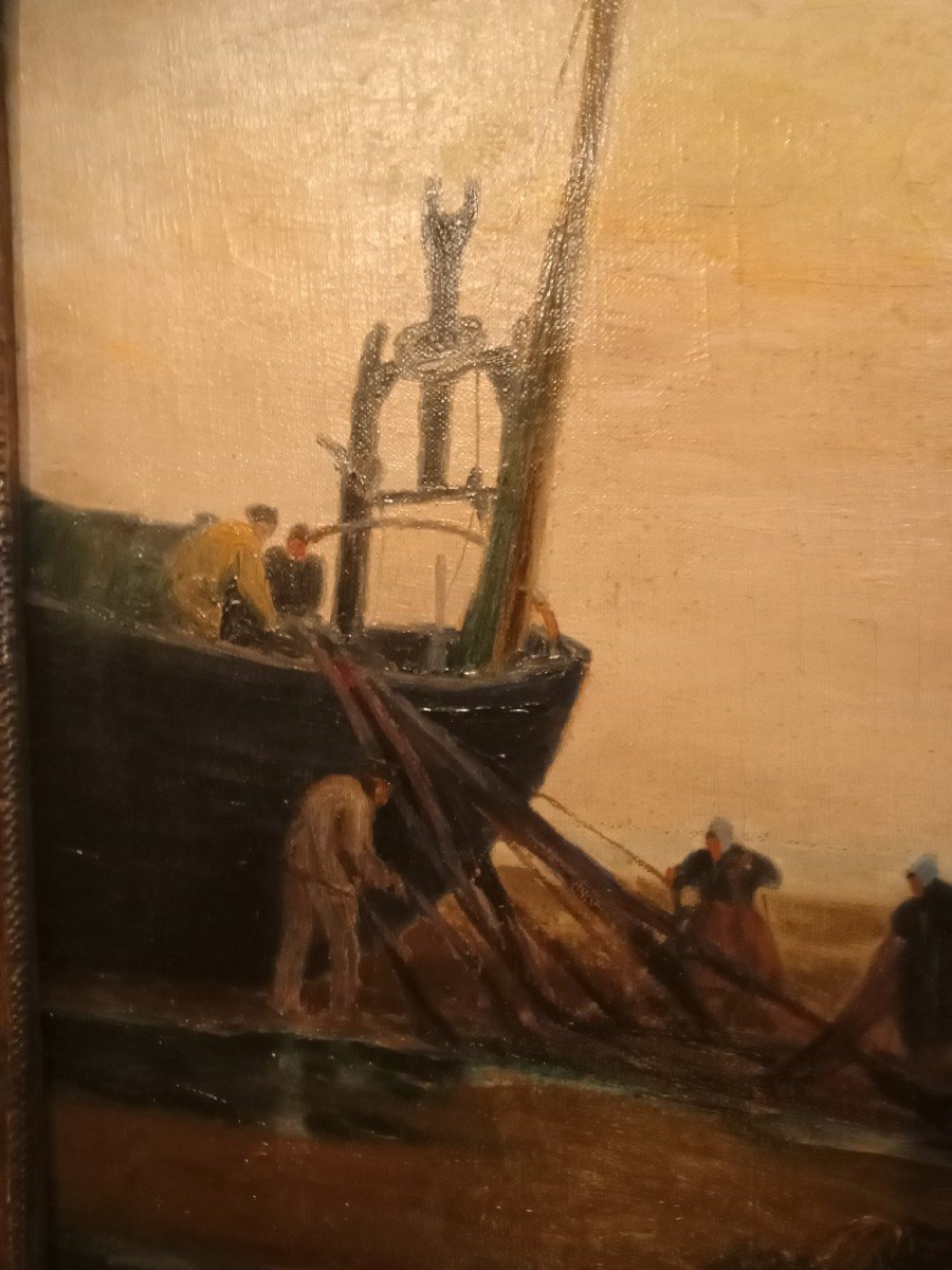 Roussel Charles (1861-1936) Preparations For Fishing On The Beach Of Berck-photo-4