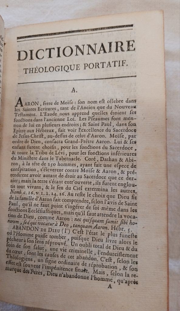 Dictionnaire Théologique Par Alletz 1767 Bon état -photo-4