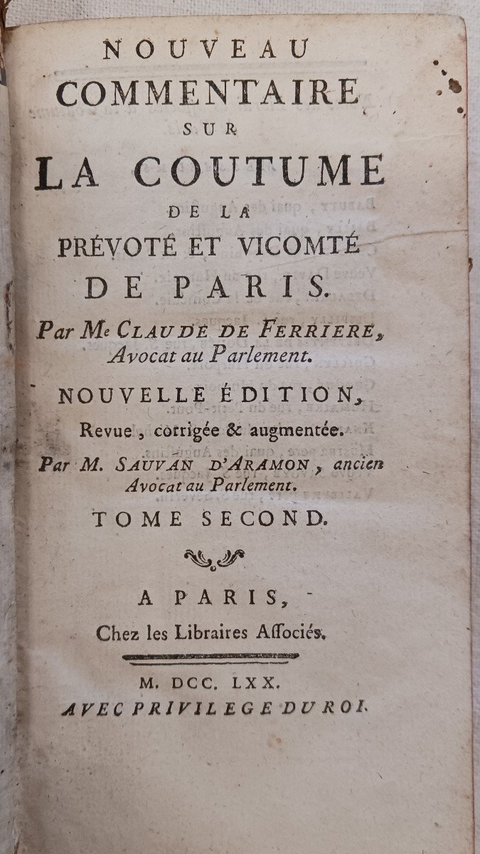 Nouveau Commentaire Sur La Coutume De La Prévoté Et Vicomté De Paris  1770   60 Euros-photo-4