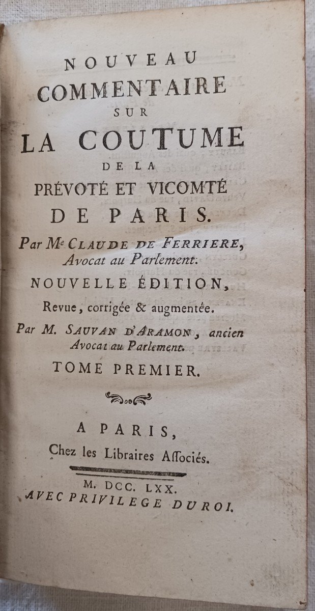 Nouveau Commentaire Sur La Coutume De La Prévoté Et Vicomté De Paris  1770   60 Euros