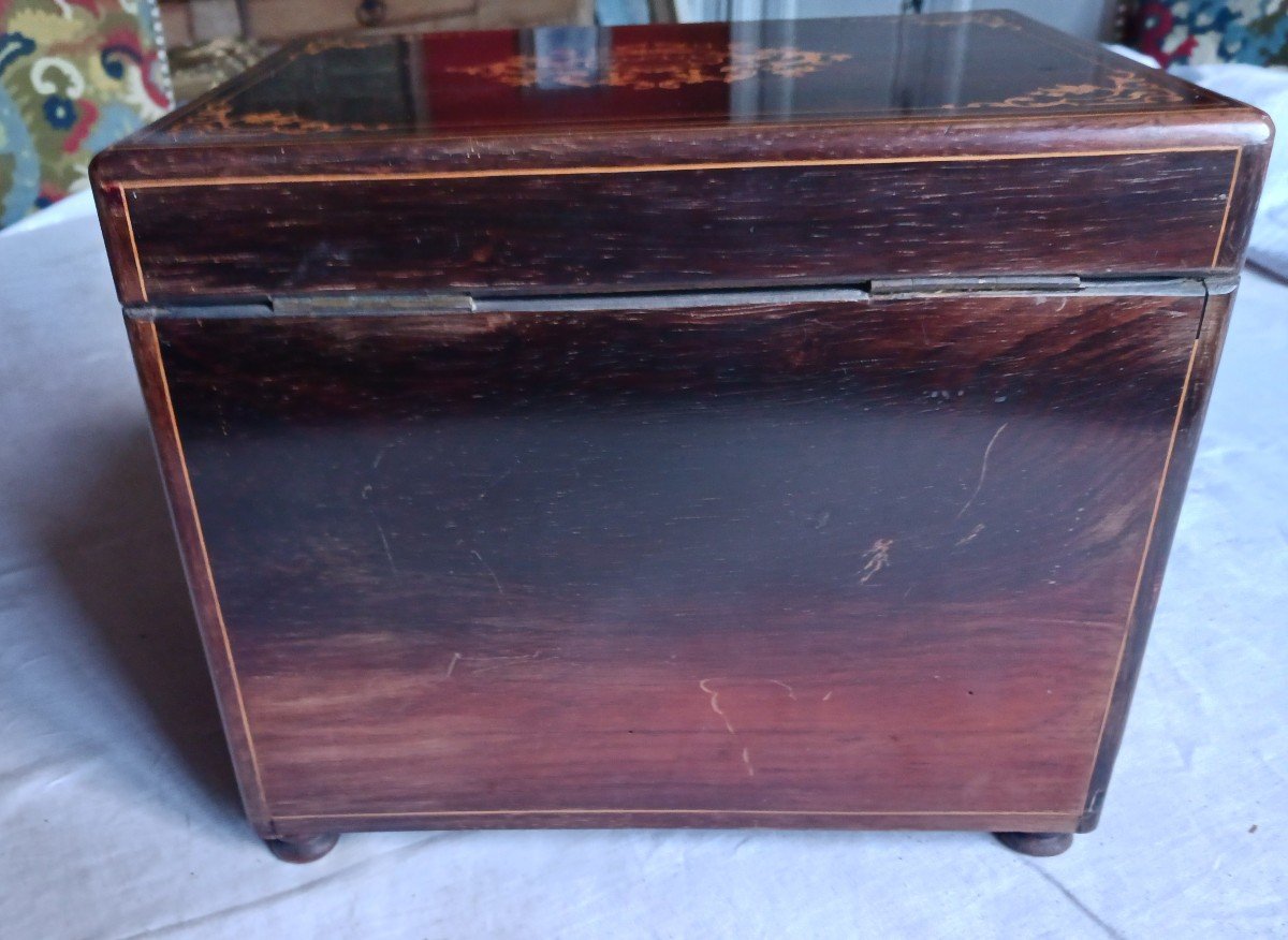 Empty Liquor Cellar Box In Rosewood And Marquetry Nets 19th Century 120 Euros-photo-2