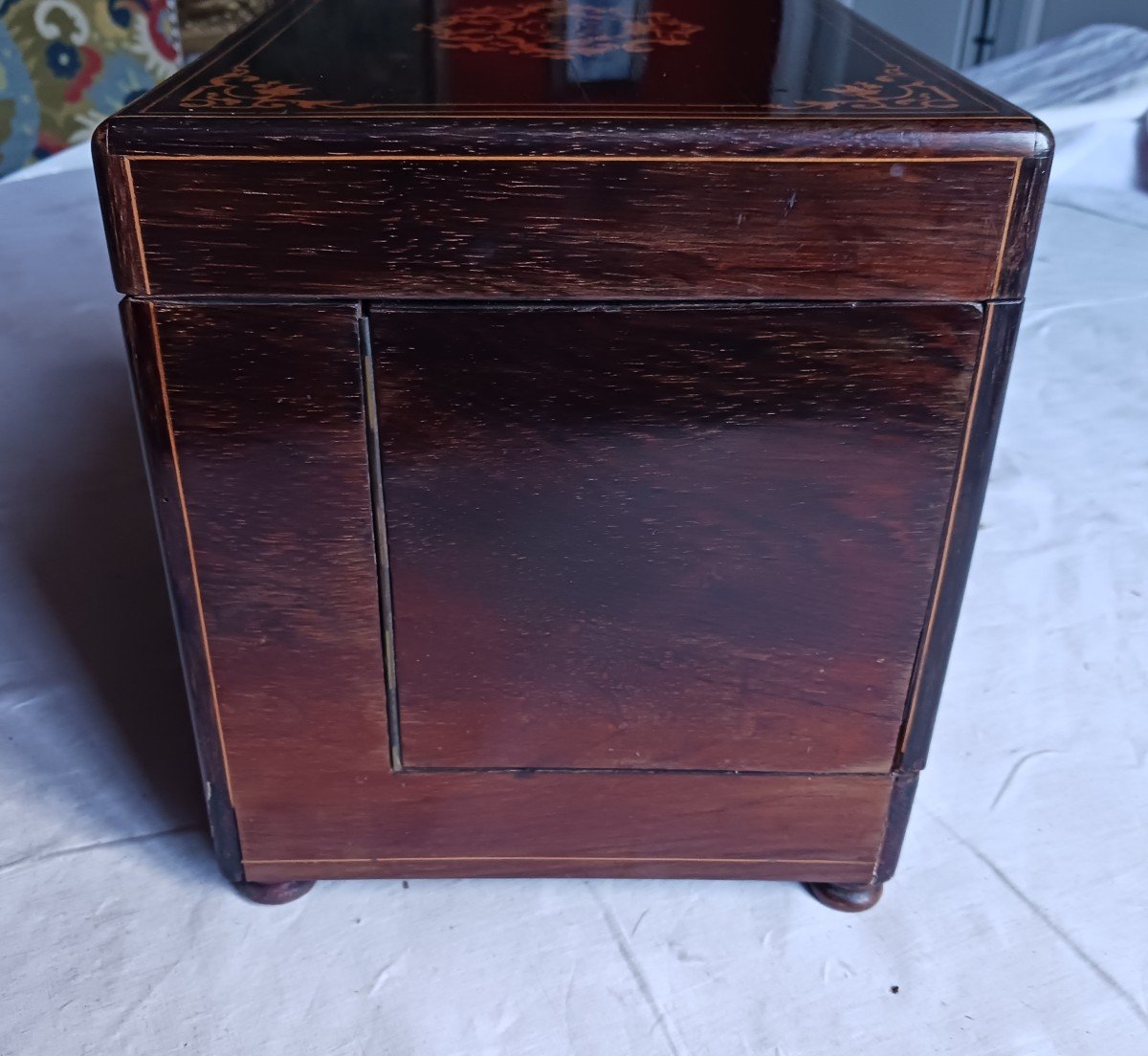 Empty Liquor Cellar Box In Rosewood And Marquetry Nets 19th Century 120 Euros-photo-3