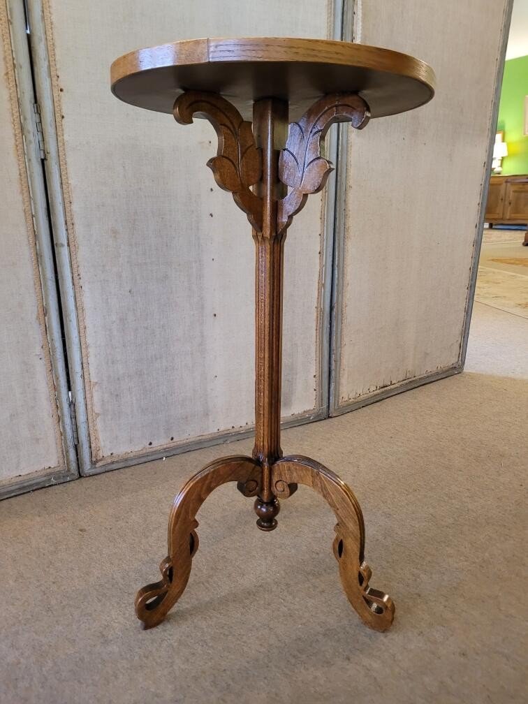 Small Pedestal Table In Natural Wood And Walnut Veneer 20th Century 280 Euros-photo-4