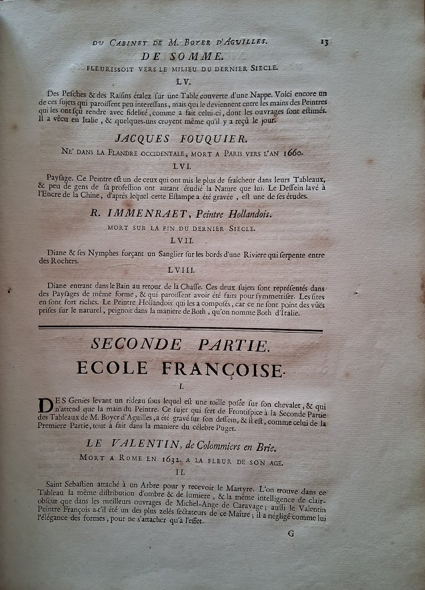 Description Of The Prints Engraved After The Paintings In The Cabinet Of Boyer d'Aguilles-photo-2