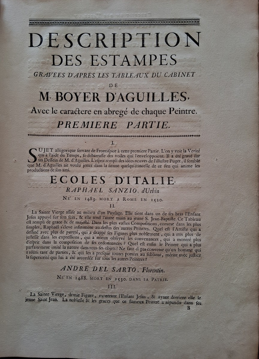 Description Of The Prints Engraved After The Paintings In The Cabinet Of Boyer d'Aguilles