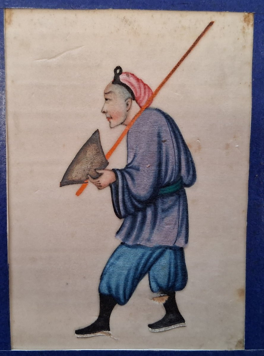 Ensemble de 6  Gouaches sur papier de riz / Chine vers 1900-photo-1