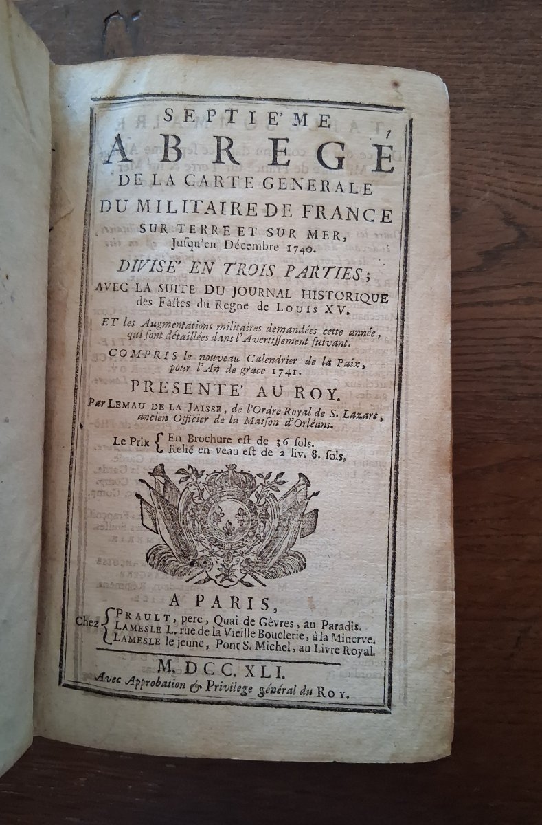 Seventh Summary Of The General Map Of The French Military  / 1741