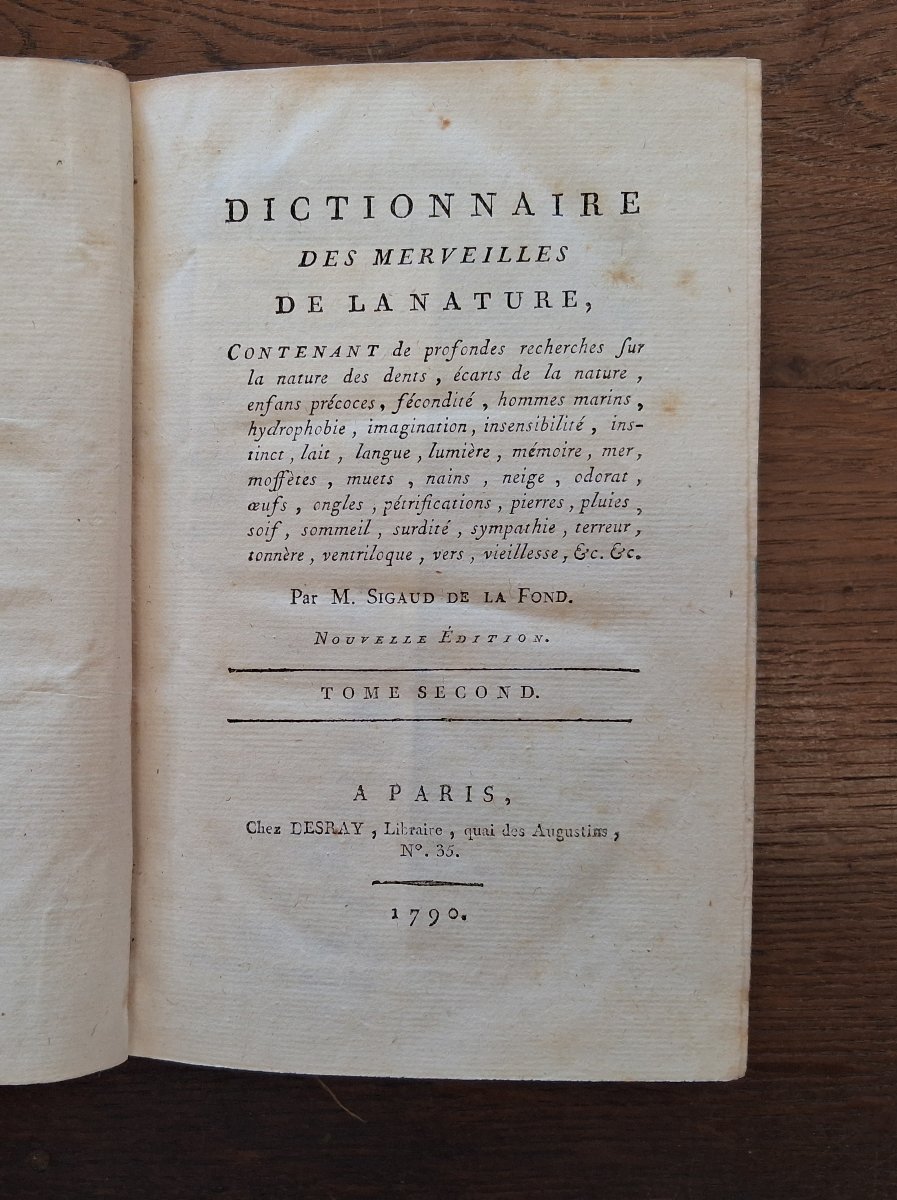 Dictionnaire des merveilles de la nature par Sigaud de la Fond  / 1790-photo-2