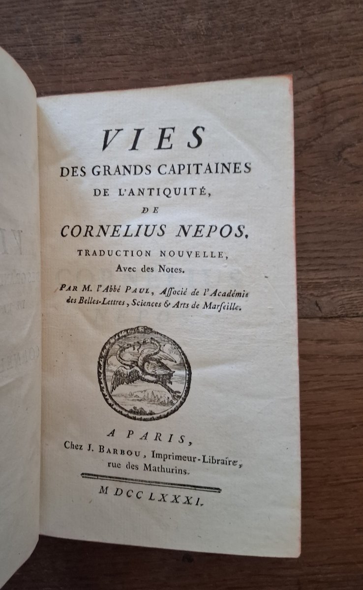 The Lives Of The Great Commanders Of Antiquity By Cornelius Nepos  / 1781