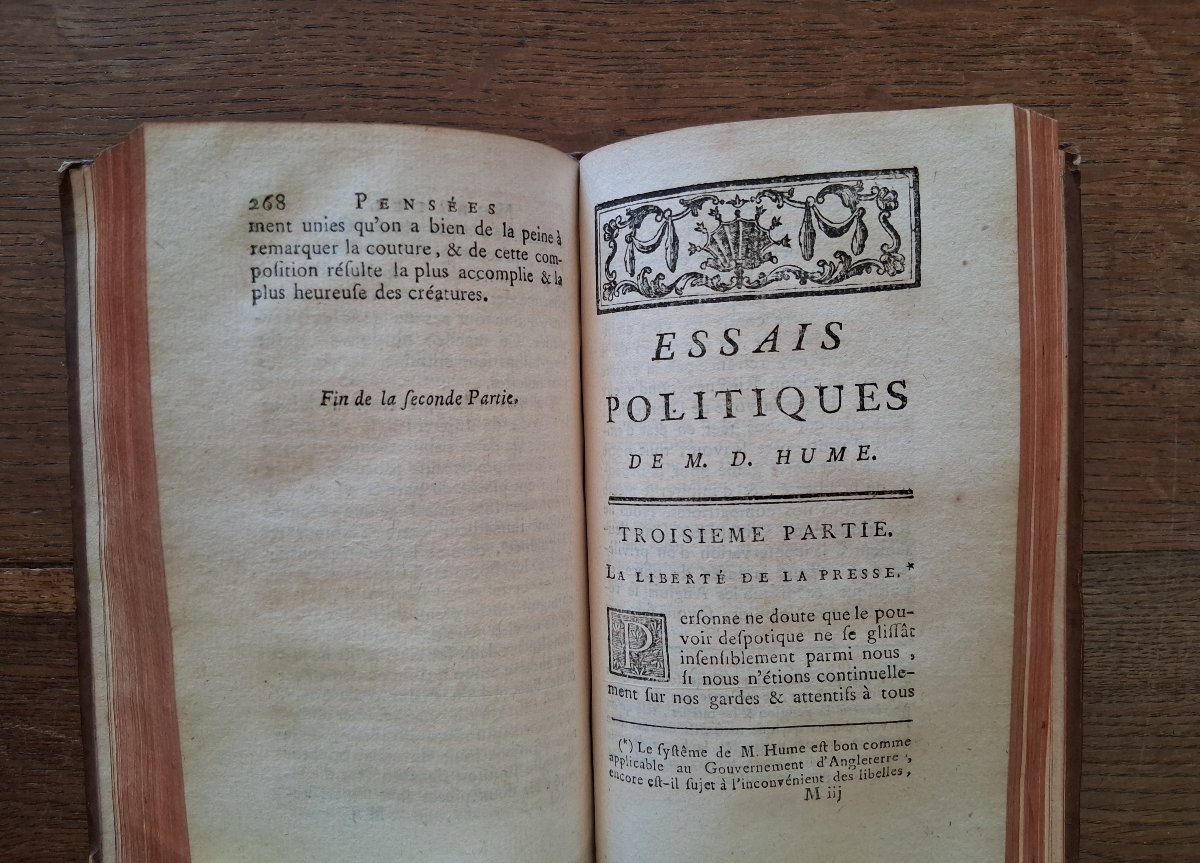 Pensées Philosophiques ,Morales, Critiques, Littéraires et Politiques de M.Hume / 1765-photo-1
