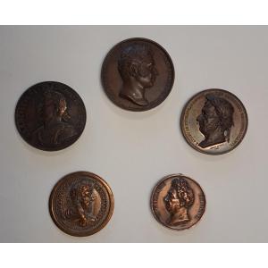 Set Of 5 Bronze Medals / 19th Century