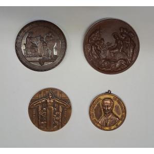 Set Of 4 Bronze Medals / 19th Century