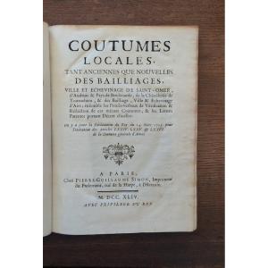 Coutumes locales des bailliages de Saint Omer / 1744