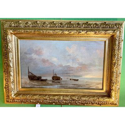 A.pletz « bateaux De Pêche Sur La Plage à Berck » 