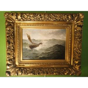 Maillard Emile (1846-1926) « bateau De Pêche Berckois Dans La Tempête » 