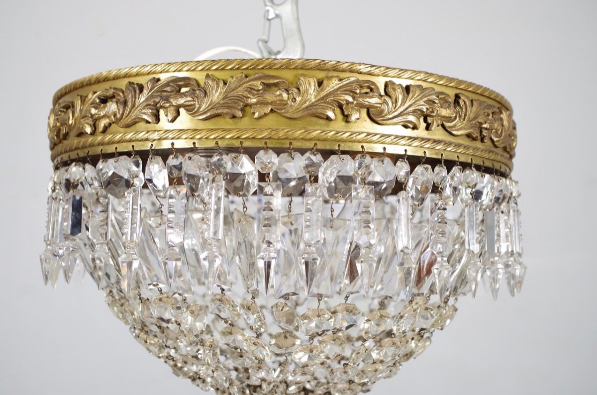 Baccarat Style Bronze And Crystal Ceiling Lamp-photo-2