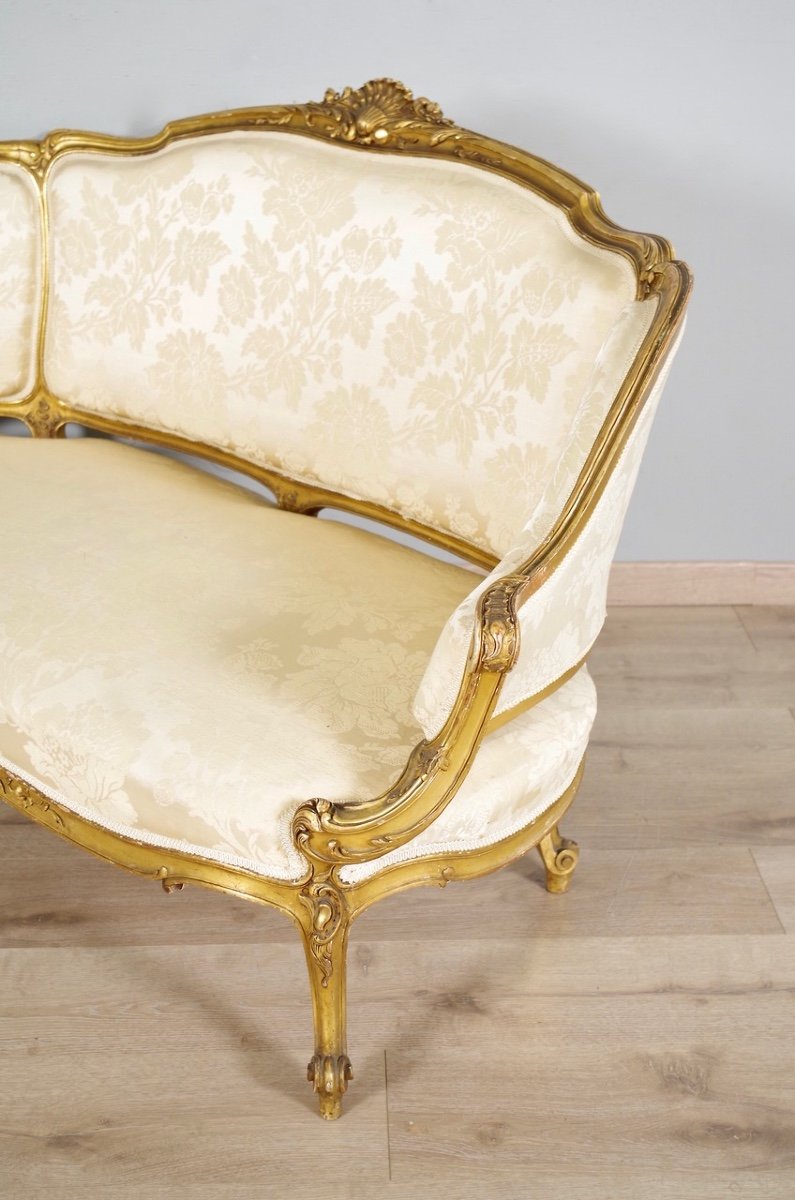 Louis XV Style Gilded Wood Sofa-photo-6