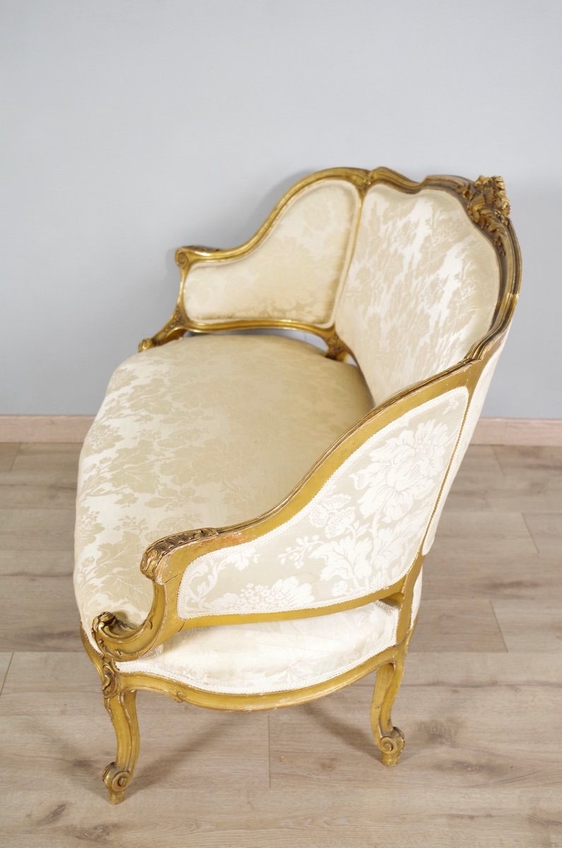 Louis XV Style Gilded Wood Sofa-photo-7