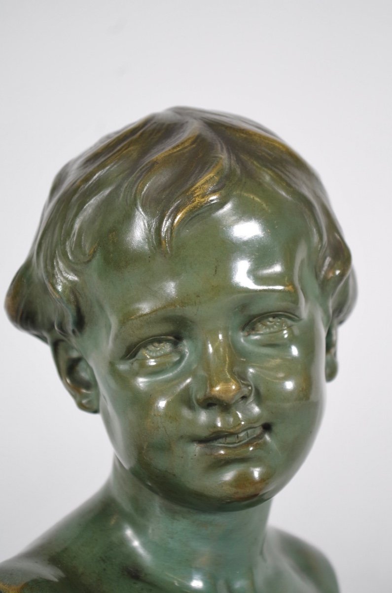 Léon Morice - Child Bust In Bronze-photo-3