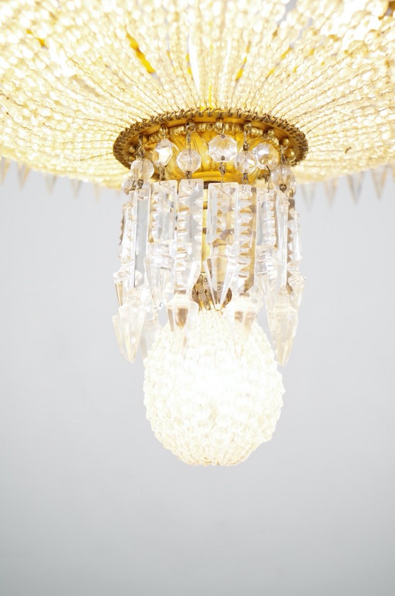 Empire Style Gilt Bronze And Crystal Baccarat Style Chandelier-photo-4