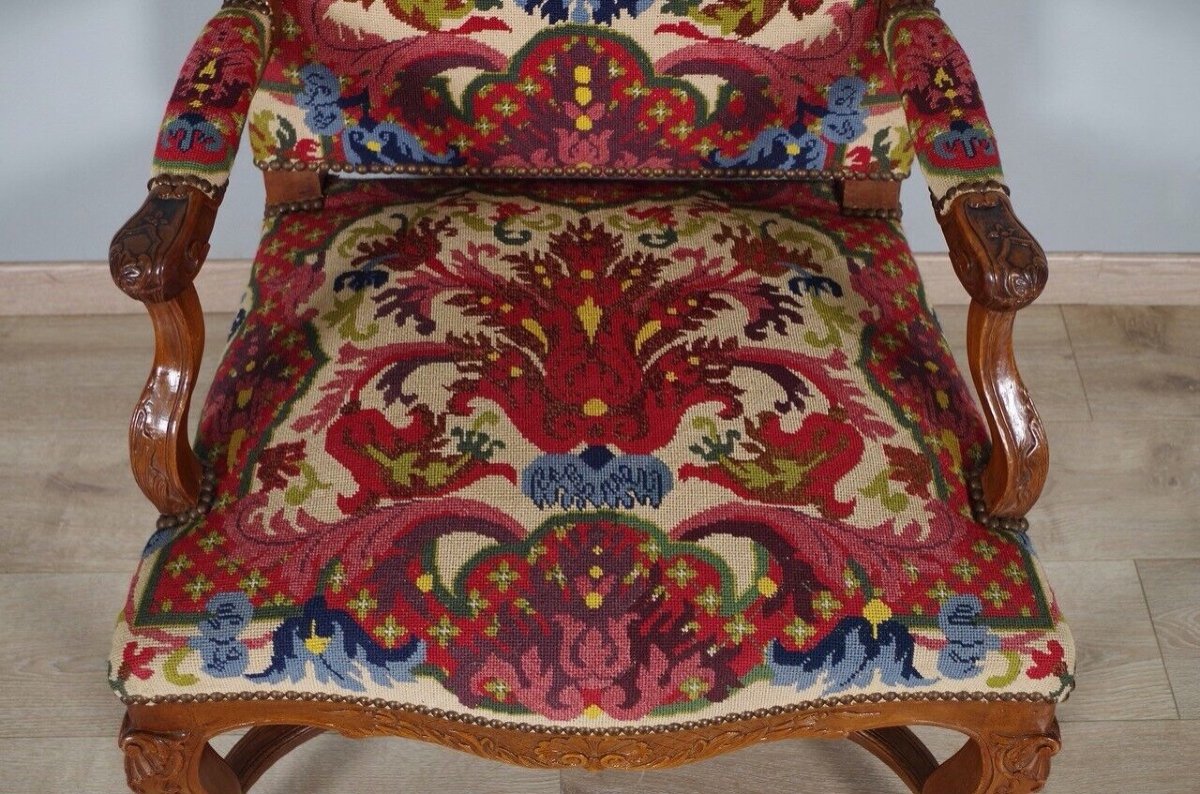 Fauteuil style Régence petit point-photo-3