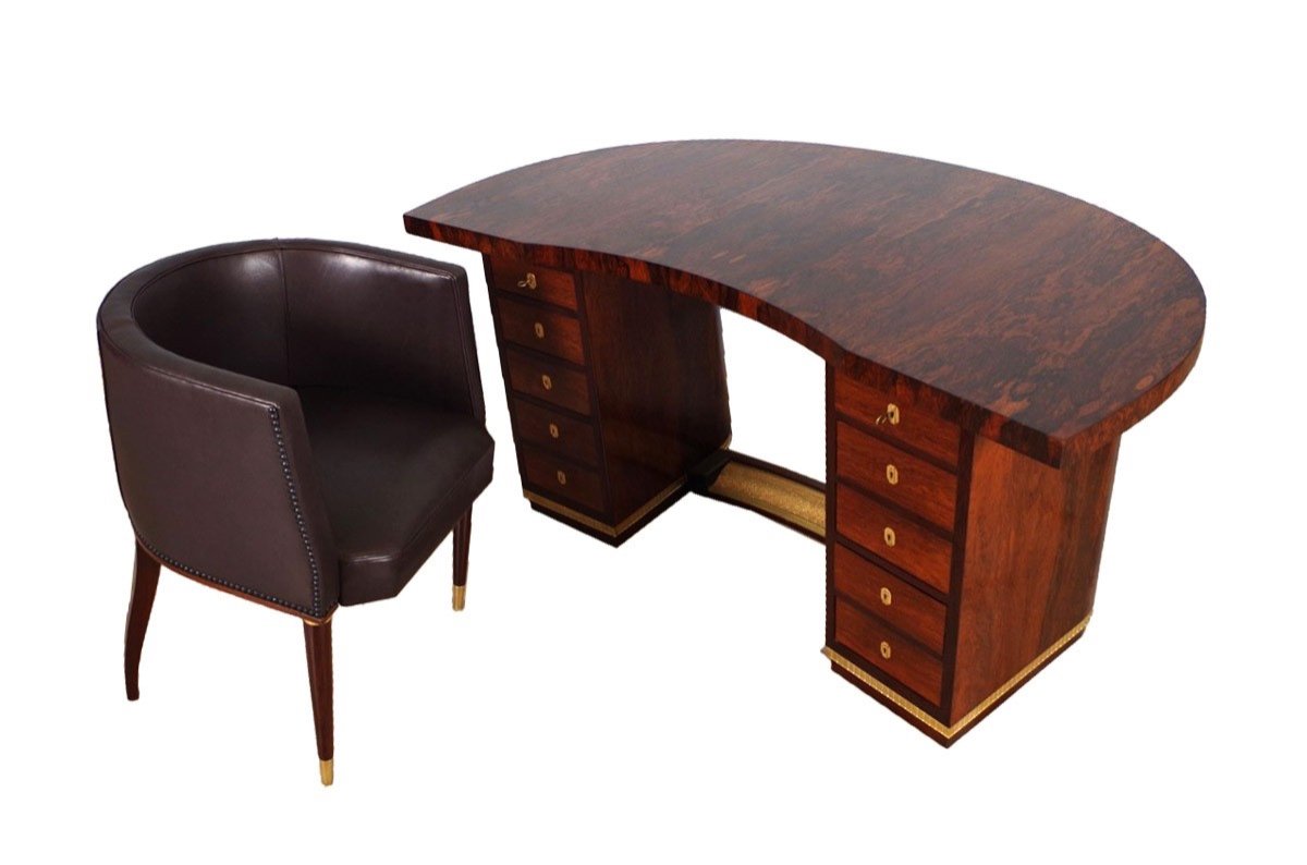 Christian Krass - Ruhlmann Style Art-deco Desk And Armchair-photo-2